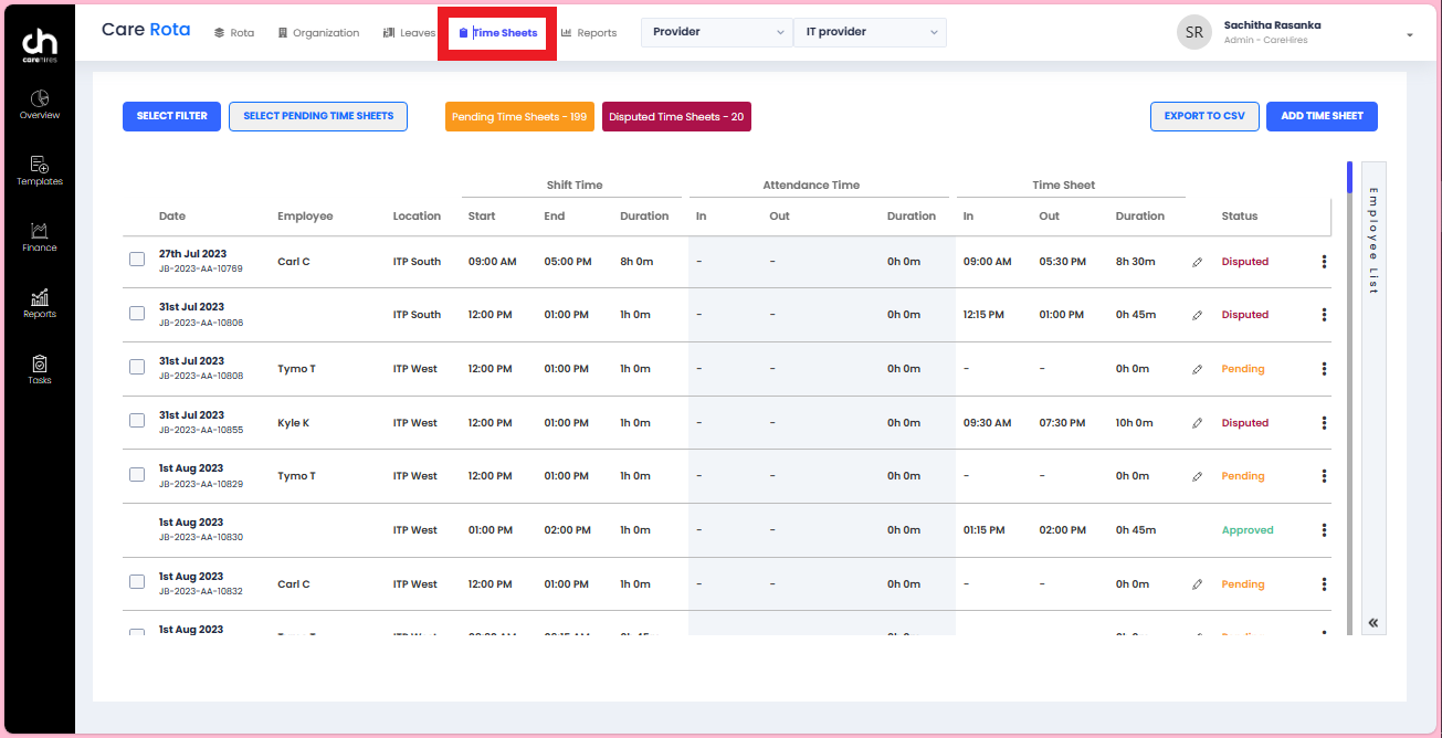 Creating New Timesheets