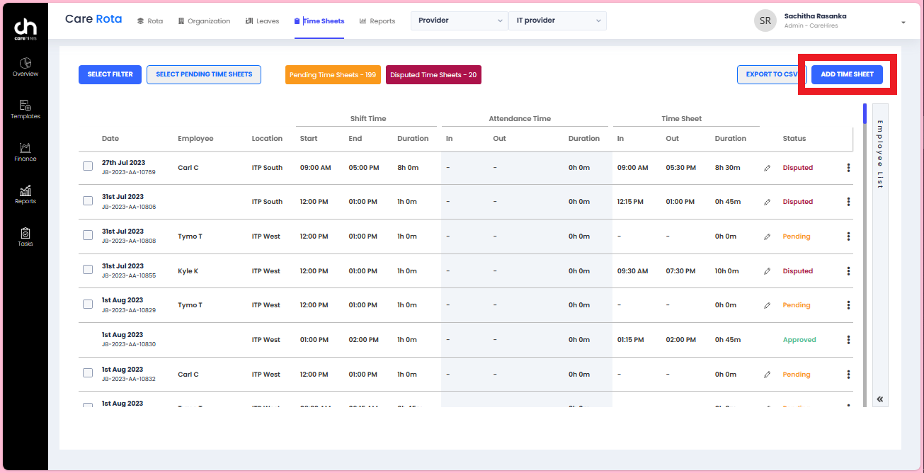 Creating New Timesheets